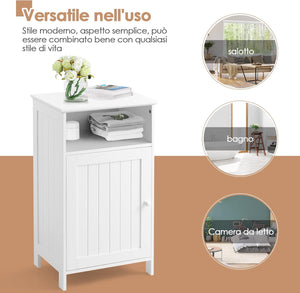 Mobile bagno, Armadietto Multiuso e Salvaspazio con Ante e Mensola Regolabile, Mobiletto in Legno per Soggiorno, Camera da letto e Ufficio, 40 x 30 x 70cm (Bianco)