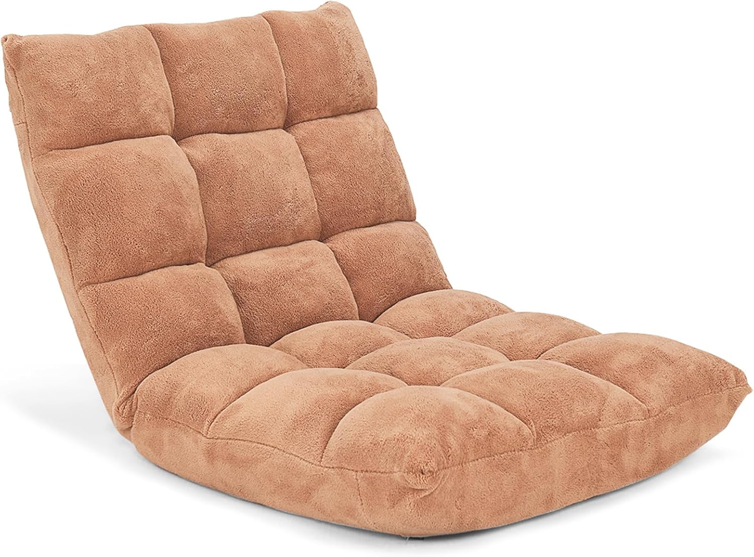 Sedia da Pavimento, Sedia Imbottita Regolabile in 14 Posizioni, Poltrona Salotto per Relax, Yoga, Lettura (Beige)