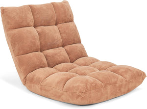 Sedia da Pavimento, Sedia Imbottita Regolabile in 14 Posizioni, Poltrona Salotto per Relax, Yoga, Lettura (Beige)