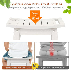 Sgabello da Doccia 41 x 31,5 x 43,5 cm, Mobile bagno in HIPS con Maniglia, Supporto per Soffione e Portasapone, Sedia da Doccia Impermeabile per Bagno, Spa e Vasca