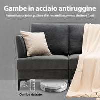 Divano Imbottito a 2 Posti, Divano Moderno con Cuscini e Braccioli, Gambe in Acciaio, Sofa per Soggiorno Appartamento Ufficio, 141x80x72cm