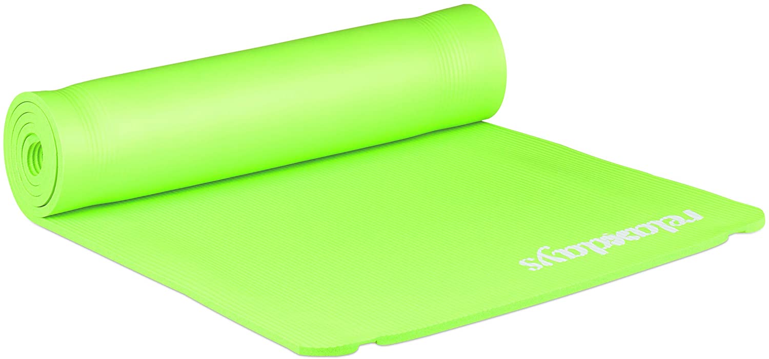 Tappetino yoga spessore 1 cm cinturino in gomma trasporto ginnastica pilates aerobica verde 13_0002843_6