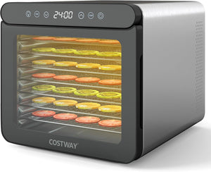 600W Essiccatore Alimentare, Disidratatore per Cibo in Acciaio Inox con 7 Vassoi Timer 24 Ore e Temperatura da 30-75℃, Accessori Inclusi, Disidratare per Carne Frutta Verdure