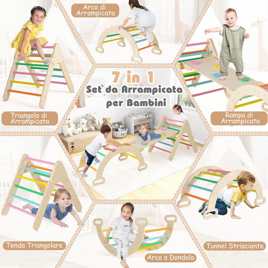 4 in 1 Set da Arrampicata per Bambini, Giocattoli da Arrampicata a Triangolo con Triangolo Arco e Salita, Ideale per Bambini 1 Anni + (Colorato)