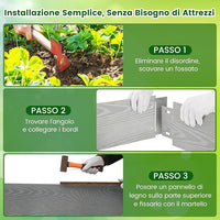Bordatura da Giardino 6 M, Set di 6 Bordi per Aiola 110 x 20 cm in Metallo Zincato con un Paio di Guanti, Recinzione Flessibile e Forma Regolabile