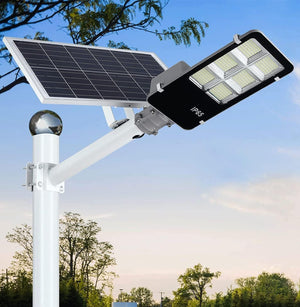 Lampione Solare esterno 400W con Pannello fotovoltaico, LED 6500K Bianco Freddo