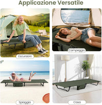 Brandina da Campeggio, Letto Pieghevole e Portatile con Tasca Laterale e Borsa da Trasporto, Lettino con Struttura in Metallo per Viaggio e Spiaggia, Portata 150 kg