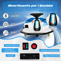 24 V Go Kart per bambini, Auto Drift con Giro a 360°, con Connessione Wireless USB Radio Musica e 3 Bandierine, Avviso Lento, 3-8 km/h, per Bambini 3+ Anni