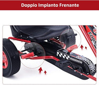Go Kart a Pedali per Bambini, con Sedile Regolabile e Freno a Mano, Go Kart Veicolo per Bambini 3-8 Anni, Portata Massima 30 kg (rosso)