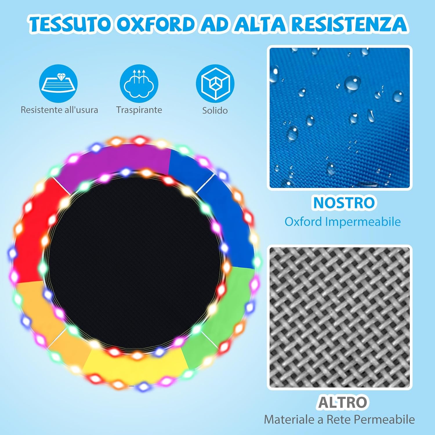 Altalena a Nido 100 cm per Bambini e Adulti, Altalena Rotonda con Luci LED Colorate e 2 Funi Regolabili, Capacità di Carico 300 kg da Giardino Esterno (Colorato)
