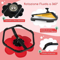 Sedia Girevole a 360° per Bambini, Sedia Sensoriale con Base in Metallo Antiscivolo per Allenare la Coordinazione Fisica e l'Equilibrio, Giocattolo per Cameretta (Rosso,Fiore)