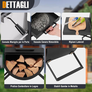 Forno per Pizza da Esterno, Forno a Legna per Pizza con Pietra per pizza, Pala per Pizza, Copertura in Tessuto Oxford Impermeabile, per Picnic, Festa e Campeggio