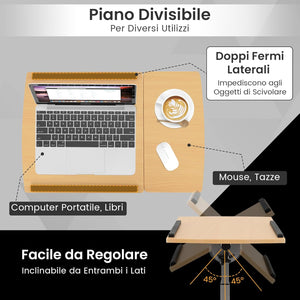 Tavolino Regolabile in Altezza, Tavolino da Computer per Letto e Divano, Tavolo Servitore Porta PC con Ruote