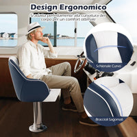 Sedia da Barca, Sedile da Barca con Schienale Avvolgente, Imbottitura Spessa in Spugna, Pelle PVC Impermeabile, Braccioli, Viti di Montaggio, 59 x 55 x 51 cm