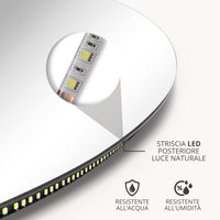 Specchio Bagno LED 4000K Posteriore ZIRCONE 100x70 cm, Specchio Retroilluminato Bagno