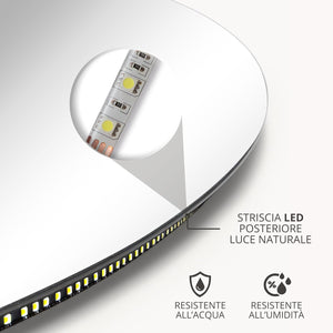 Specchio Bagno LED 4000K Posteriore ZIRCONE 100x70 cm, Specchio Retroilluminato Bagno
