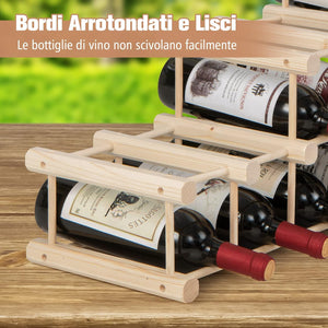 Portabottiglie per Vino in Legno, Scaffale per Vino 36 Bottiglie con Struttura Stabile in Legno Massello, Scaffale Espositivo per Vino a 5 Livelli, 44,5x24x86 cm