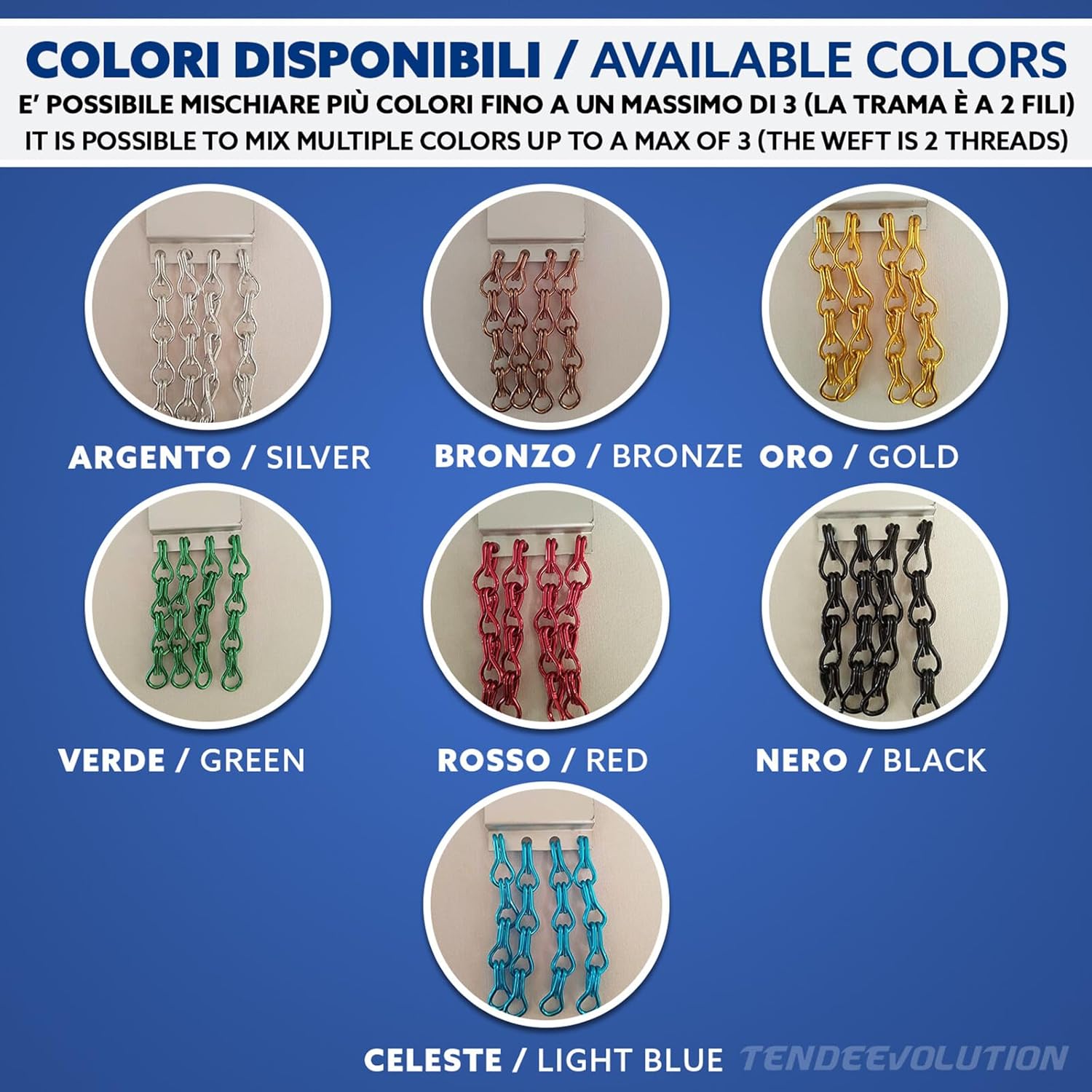 Tenda Catena Antimosche Alluminio Bronzo | Largh. 1m x Alt. 2,40m | Protezione Insetti, Porta, Esterno, Interno, Casa, Ufficio