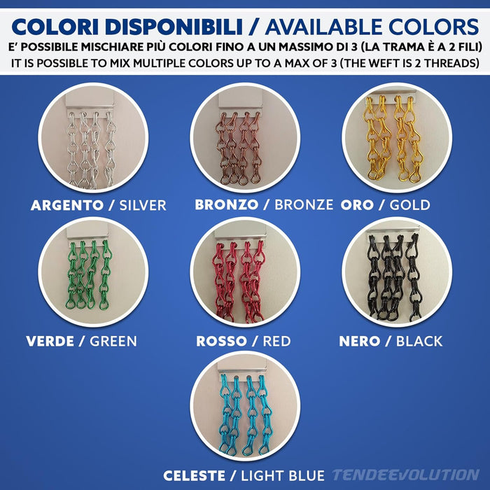 Tenda Catena Antimosche Alluminio Oro | Largh. 1,40m x Alt. 2,60m | Protezione Insetti, Porta, Esterno, Interno, Casa, Ufficio