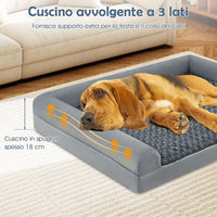 Cuccia Cane Interno in Schiuma, Brandina per Cani con Cuscino, Copertura Rimovibile e Tessuto Interno Impermeabile, Lettino per Animali Domestici, Grigio (135 x 91 x 18 cm)