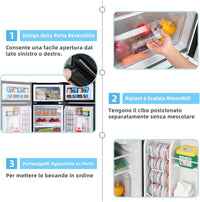 Frigorifero 90 L (27+63), Freezer Separato con 2 Ante e Luce LED, Refrigerazione Rapida, Silenzioso, Mini Frigo per Ufficio Casa Bar Hotel, 220-240 V/50 Hz (Grigio) [Classe di efficienza energetica E]