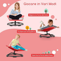 Sedia Girevole a 360° per Bambini, Sedia Sensoriale con Base in Metallo Antiscivolo per Allenare la Coordinazione Fisica e l'Equilibrio, Giocattolo per Cameretta (Rosso,Elefante)