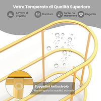 Mobile Porta TV fino a 65¡¯¡¯, Tavolo Consolle TV con 3 Ripiani in Vetro Temperato, Mobile TV con Struttura in Metallo, Supporto TV con Struttura in Metallo, per Soggiorno, Camera da Letto