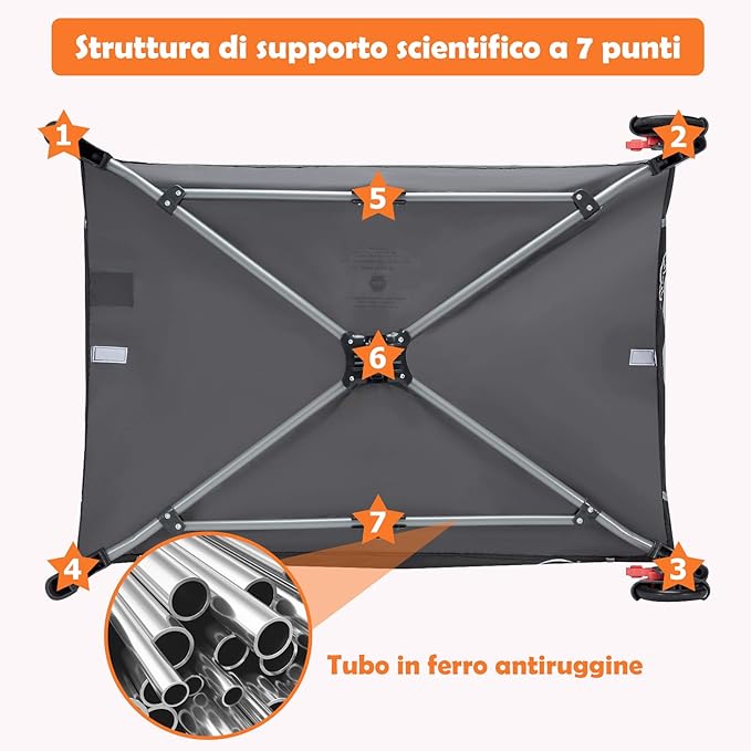 Lettino Culla da Viaggio per Neonati e Bambini, Box Portatile Pieghevole, con Materassino Ruote e Borsa, Nero