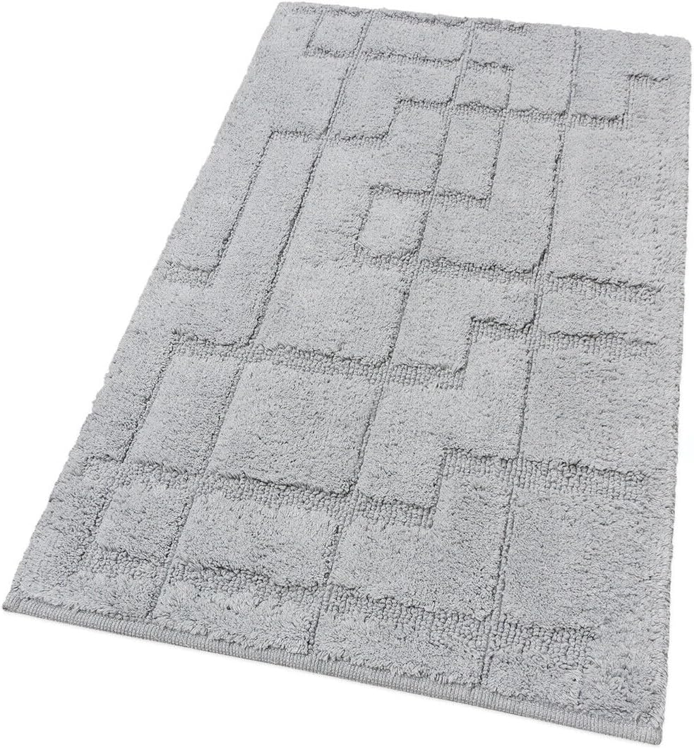 Tappeto Bagno Puro Cotone Morbido 3D Camera Sendiletto Elegante Lavabile Grigio 55x120 cm