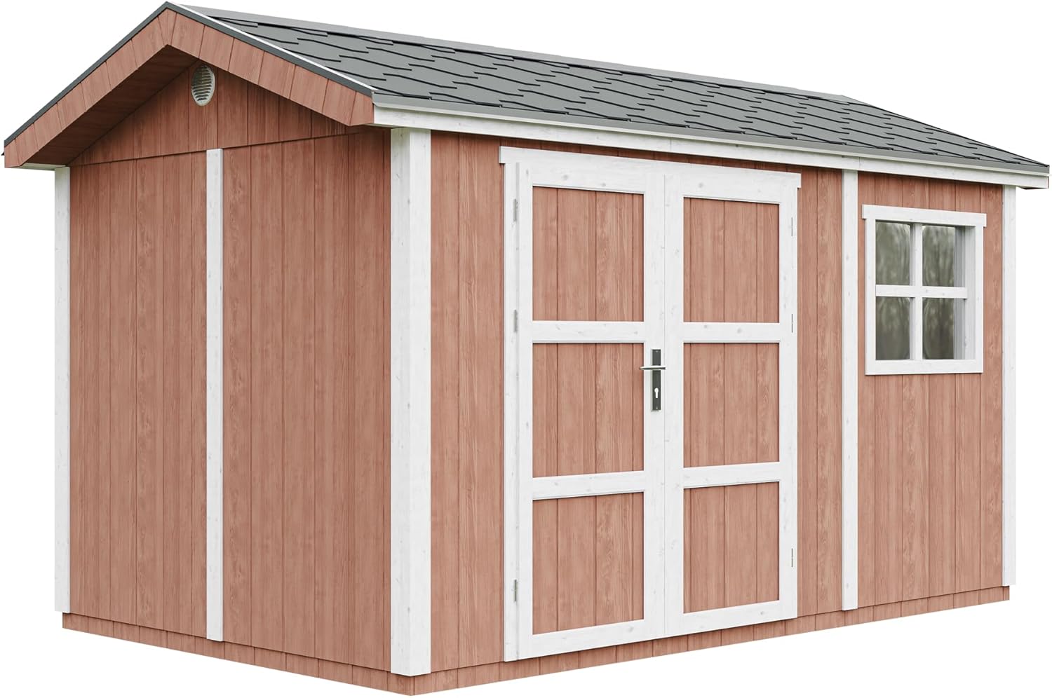 Casetta da giardino di qualit? premium 8,68 m² - H252x250x412 cm - Timbela M914A-REDWOOD RED