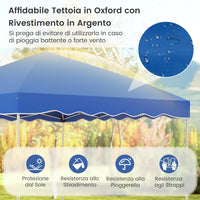 Gazebo Pop-up da Esterno 3 x 3 m, Gazebo Pieghevole con Borsa con Ruote, 8 Picchetti, 4 Ancore, 4 Corde Antivento, 4 Sacchi di Sabbia, Tendone Impermeabile per Eventi Commerciali (Blu)