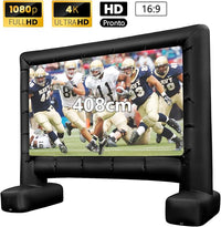 Schermo Proiettore Gonfiabile 16:9, Schermo Gonfiabile per Esterni con Soffiatore, Schermi di Proiezione con Borsa per Trasporto e Picchetti, 257 x 144 CM (Modello 1)