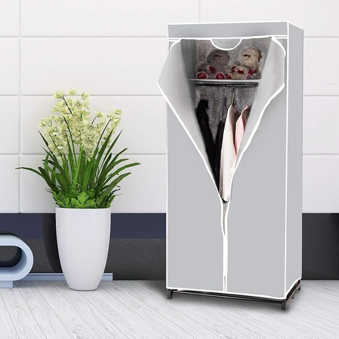 Armadio in Tessuto Armadio Cabina Pieghevole con Asta Appendiabiti, Vari Colori Disponibili, 75 x 50 x 170cm (Grigio)