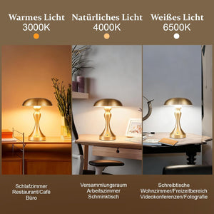 ZMH Lampada da tavolo wireless bronzo dorato touch batteria USB ricaricabile per comodino soggiorno