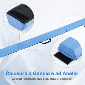 Trave Ginnastica Artistica per Bambini 210 cm, Trave di Equilibrio Pieghevole e Portatile per Casa con Manici, Copertura in Suede Rimovibile e Fondo Antiscivolo