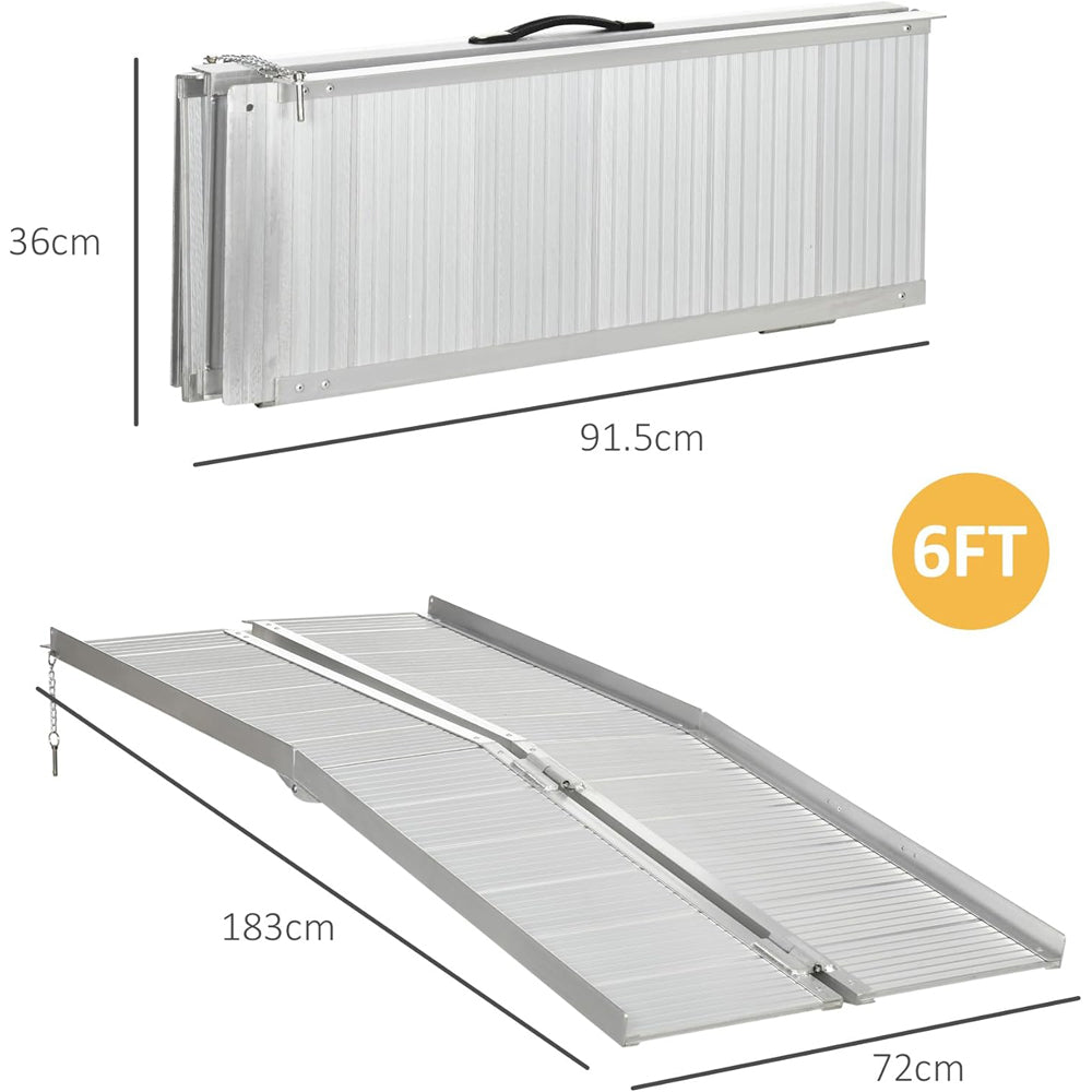 RAMPA X SEDIA A ROTELLE IN LEGA DI ALLUMINIO ANTISCIVOLO 272KG 183x72x5cm HOMCOM