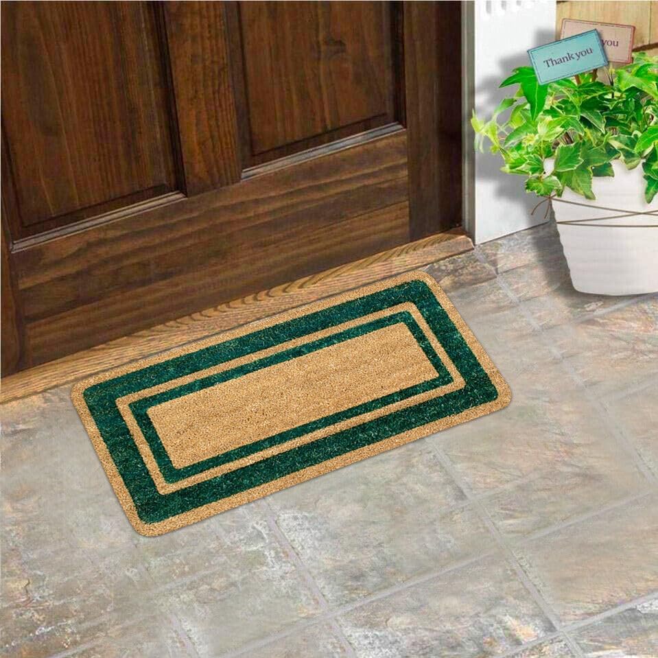 Zerbino Cocco Verde Ingresso Porta 33x60 cm Elegante Robusto Antiscivolo Asciugapassi Esterno
