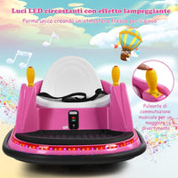 Veicolo Elettrico Macchina Elettrica Design Autoscontro per Bambini, Girevole a 360°, con Luci e Musica, con Telecomando, per Bambini 2-5 Anni (Rosa)