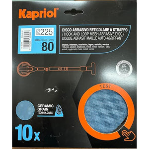 DISCO ABRASIVO RETICOLATO A STRAPPO LEVIGATRICI Ø225mm GRANA 80 10PZ KAPRIOL
