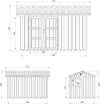Casetta da giardino di qualit? premium 8,68 m² - H252x250x412 cm - Timbela M914A-REDWOOD RED