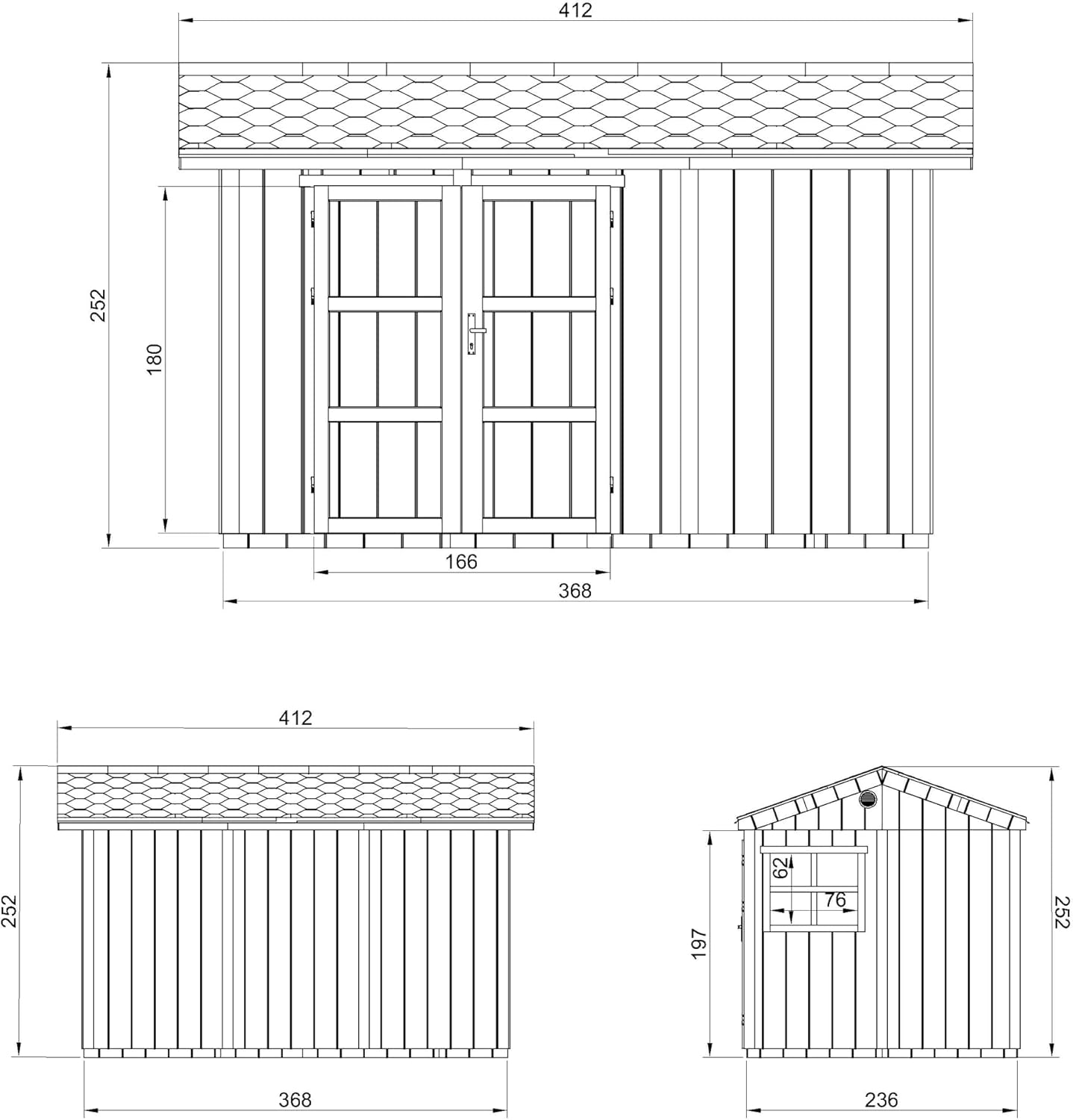 Casetta da giardino di qualit? premium 8,68 m² - H252x250x412 cm - Timbela M914A-TUNDRA GREY
