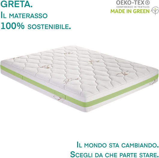 Materasso Green 160x190 h23 cm memory foam rivestimenti in lino sfoderabile Made in Italy Farmarelax