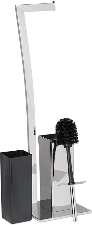 Porta carta igienica con porta scopino 71 cm argento 13_0002546