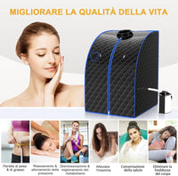 1000 W Sauna a Vapore Portatile con Telecomando, Sauna Domestica Bagno di Vapore con Sedia, Sauna Spa 3L, Funziona Timer 15-90 min (Nero)