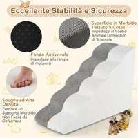 Rampa per Cani in Schiuma, Scale per Animali con Copertura Lavabile, Fondo Antiscivolo, Passi Incline per Letti e Divani, Scala per Animali Piccoli, Anziani e Feriti (Grigio,5,41 x 87 x 56cm)