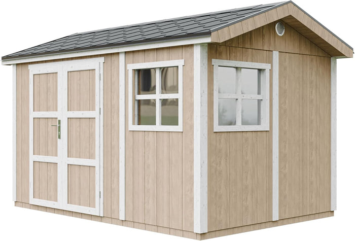 Casetta da giardino di qualit? premium 8,68 m² - H252x250x412 cm - Timbela M914A-TERRA BROWN