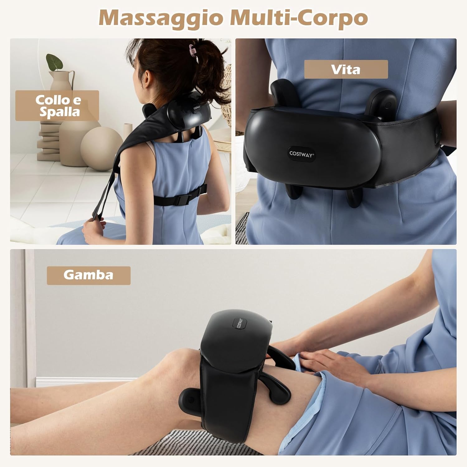 Massaggiatore Cervicale, Massaggiatore Shiatsu per Collo e Spalle, per Massaggio Profondo 4D con 2 Livelli di Calore, Funzione Timer, Massaggiante Portatile e Senza Fili