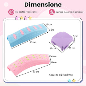 20 Pezzi di Travi Bilanciere, Blocchi Bilanciere per Bambini con Motivi Massaggiatori, Giochi per Pavimento del Percorso di Allenamento per Coordinazione ed Esercizio di Stabilità(Rosa)