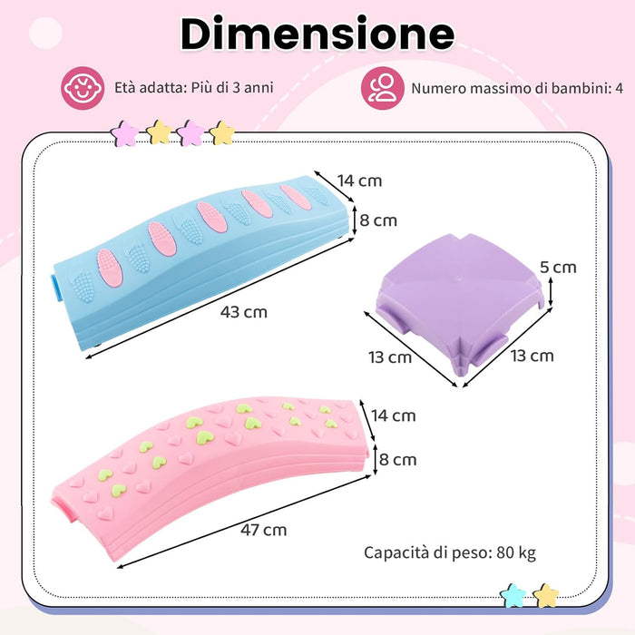 20 Pezzi di Travi Bilanciere, Blocchi Bilanciere per Bambini con Motivi Massaggiatori, Giochi per Pavimento del Percorso di Allenamento per Coordinazione ed Esercizio di Stabilità(Rosa)
