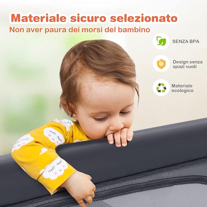 Box per Bambini, Centro Attivit¨¤ Portatile con Cancelli di Sicurezza, Recinto Resistente con Ventose Antiscivolo e Pareti a Rete Traspirante, Cancello per Giocare con 50 Palline (Grigio Scuro)